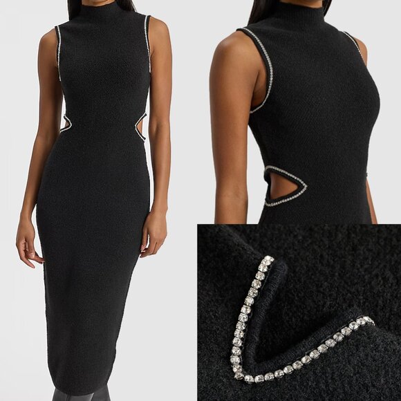 Express Dresses & Skirts - NEW Express Women Embellished Cut Out Sleeveless Mock Neck Zip Up Sweater Dress